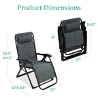 Best Choice Products Oversized Zero Gravity Folding Recliner With Removable Cushion And Side Tray - Fossil Gray
