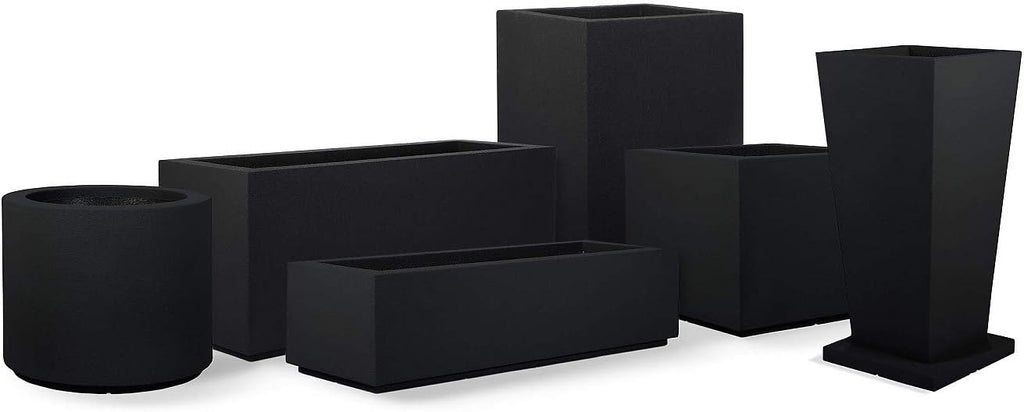 PolyStone Monterray Square Outdoor Planter 23 in L x 23 in W x 19 in H, Black