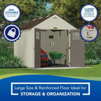 Outdoor Plastic Storage Shed 8 ft W x 10 ft D - Gray/Ivory