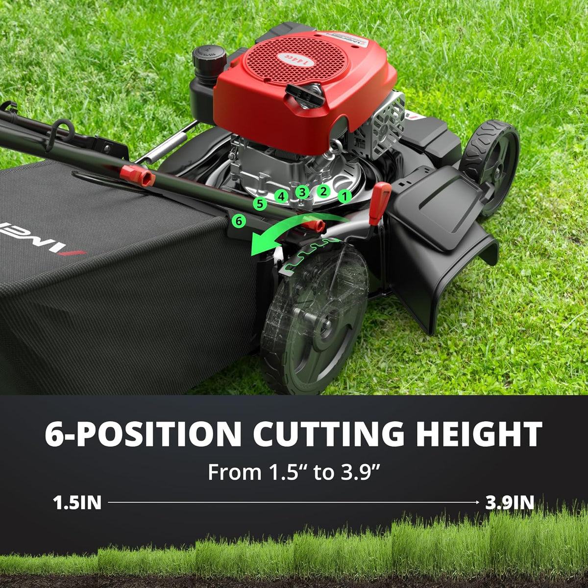 AMERISUN 21 Inch Steel Deck Gas Push Lawn Mower, 144cc 4-Stroke Engine, 3-in-1 - 144cc 3in1 Push