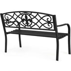 50.5in Black Steel Outdoor Patio Garden Bench - 500lbs Capacity