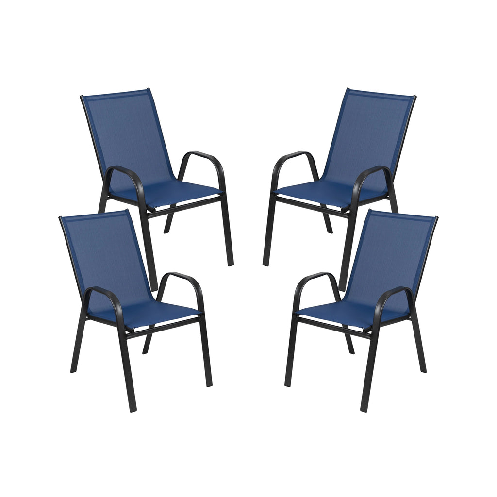 Emma + Oliver Outdoor Stack Chairs, Gray, 4 Pack, 21.25in W x 29in D x 36in H