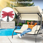 Arlopu 3-Person Outdoor Convertible Porch Swing Glider With Canopy