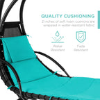 Best Choice Products Outdoor Hanging Steel Chaise Lounge Chair With Canopy, Charcoal Gray - SKY5871