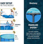 Steel Pro MAX 14 Foot x 48 Inch Round Steel Frame Above Ground Pool Set With 1,000 Filter Pump, Ladder And Cover - Gray