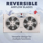 BIONAIRE Twin Reversible Airflow Window Fan With Remote Control - 8.5