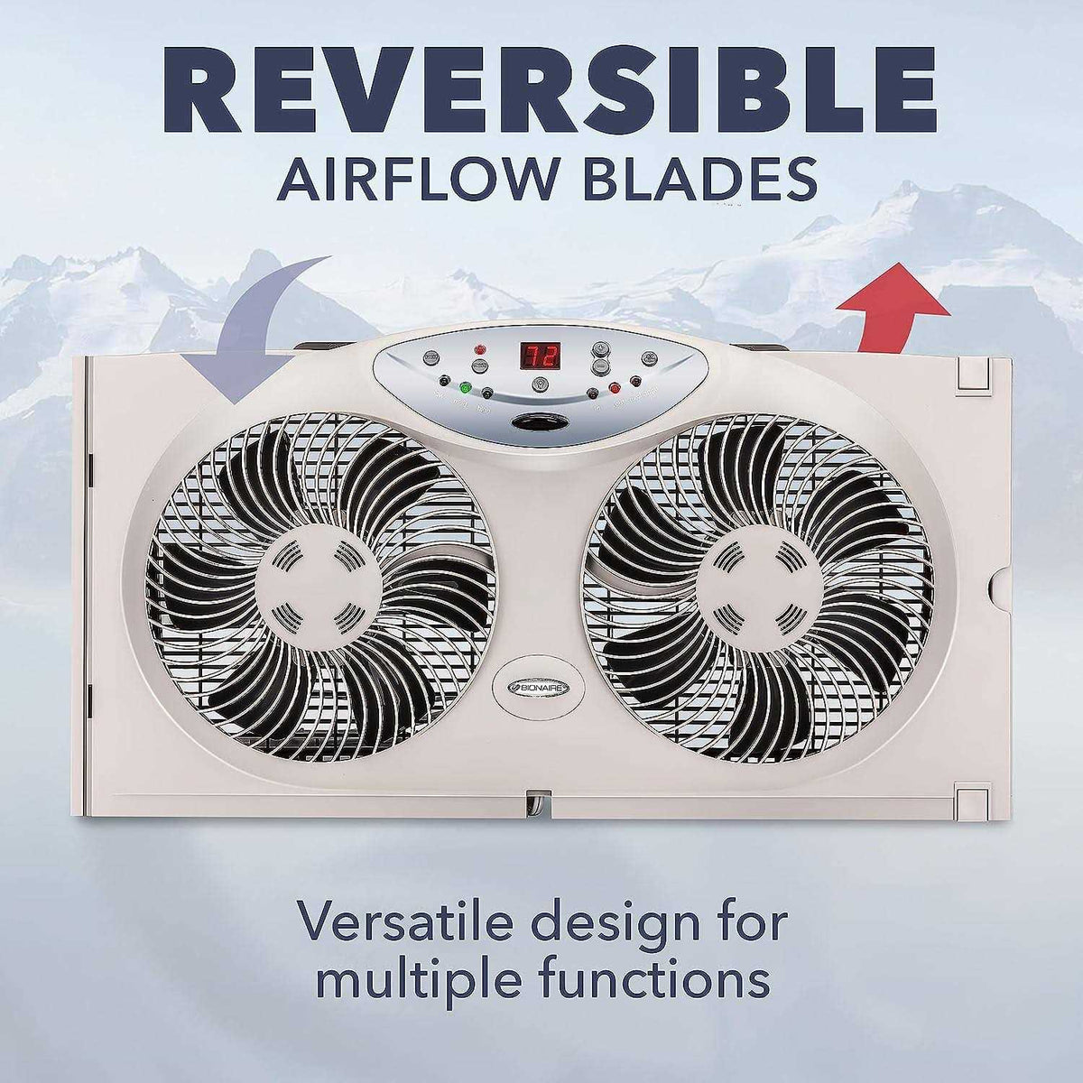 BIONAIRE Twin Reversible Airflow Window Fan With Remote Control - 8.5