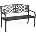 50.5in Black Steel Outdoor Patio Garden Bench - 500lbs Capacity