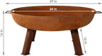 Sunnydaze Decor Rustic Cast Iron Outdoor Raised Fire Pit Bowl, 34-Inch, Rust - RCM-LG570