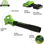 Greenworks 48V (24V x 2) 20in Cordless Battery Mower, 12in String Trimmer/Edger And 320 CFM Blower Combo Kit - 4.0Ah Batteries