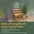All Things Cedar Deluxe Potting Bench Outdoor Garden Workstation Table - 47-1/2L x 24W x 61H