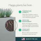 PolyStone Monterray Square Outdoor Planter 23 in L x 23 in W x 19 in H, Black