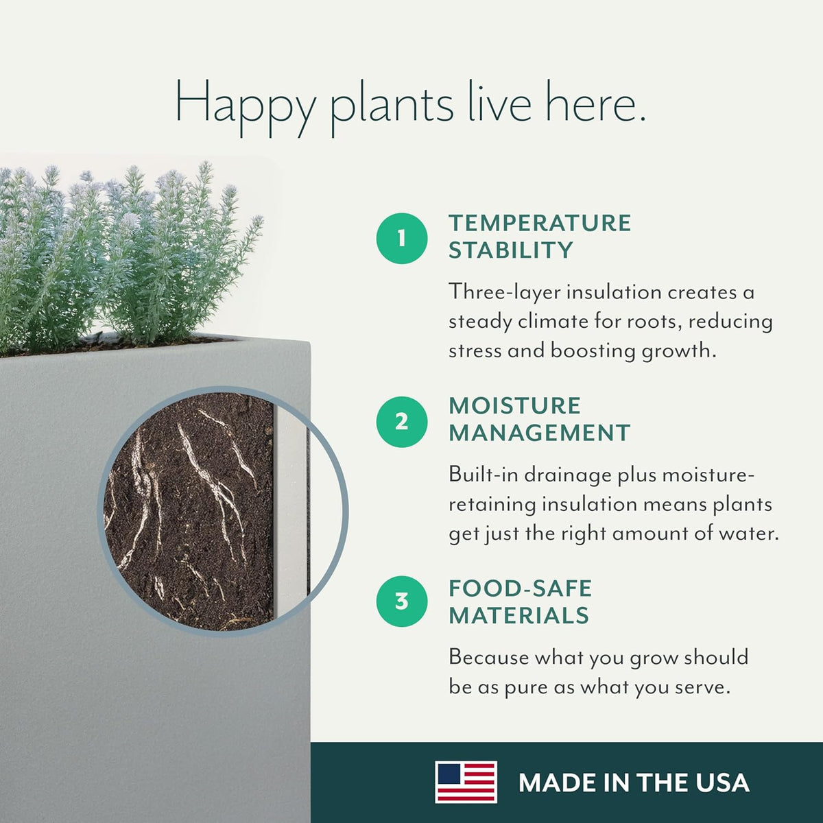 PolyStone Monterray Square Outdoor Planter 23 in L x 23 in W x 19 in H, Black
