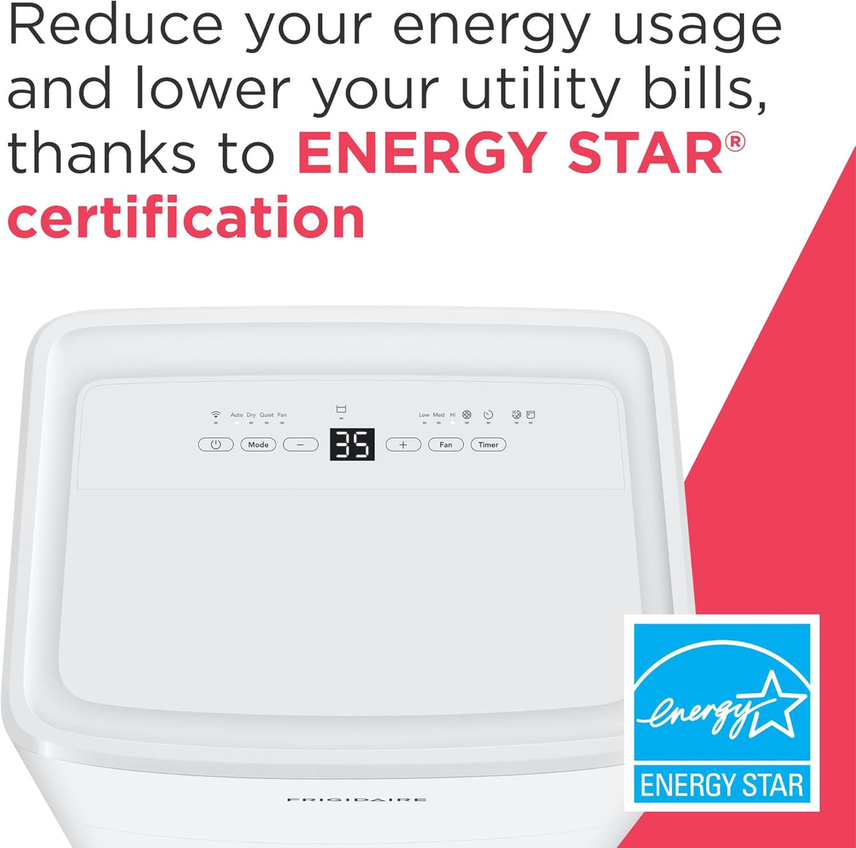 Frigidaire 35-Pint Portable Dehumidifier With Wi-Fi, Energy Star Certification, White