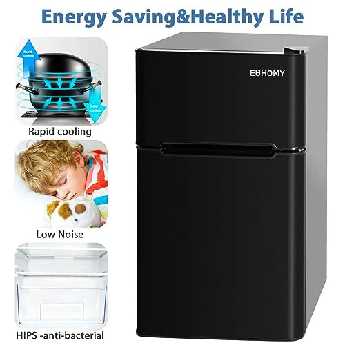 Euhomy Mini Refrigerator With Freezer, 3.2 Cu.Ft