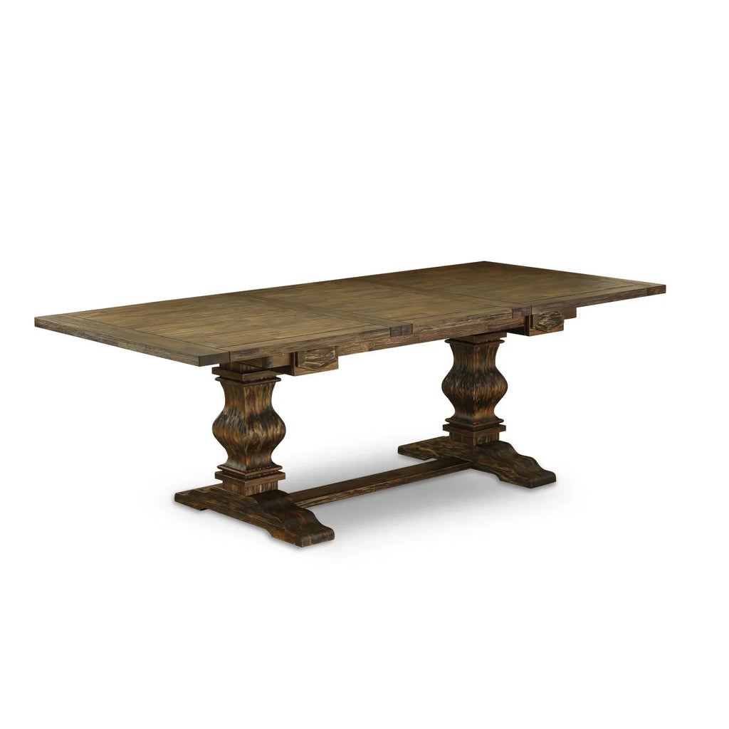 HomeStock 9-Pc Dining Set, 68/92 x 42 x 30 Table, 19 x 25 x 41 Chairs, Brown Beige Linen - Sophisticated Simplicity