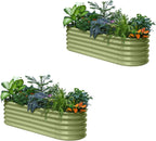 2-Pack Galvanized Raised Garden Bed Planter Boxes 6x2x1.5 ft, 17 Tall - Moss Green