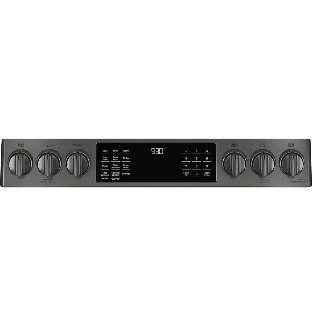GE APPLIANCES Profile 30in Smart Slide-In Front-Control Gas Range, Black Stainless - PGS930BPTS