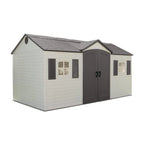 Lifetime Side Entry Plastic Storage Shed 15 ft W x 8 ft D Gray/Beige - 6446