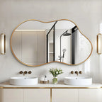 Asymmetrical Irregular Wall Mirror, 20x36, 24x36, Or 26x46, Gold, Black, Or Silver