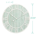 Green Blue Quartz Coastal Wall Clock, 23.5 Inch - Seafoam Green-Blue