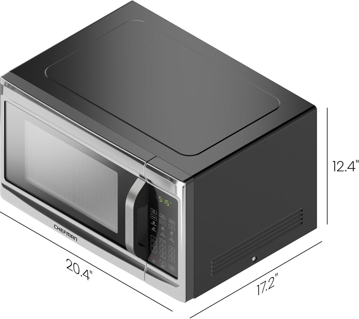 Chefman Countertop Microwave Oven, 1.3 Cu. Ft., Stainless Steel, 1000 Watts - RJ55-SS-13