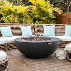 Elementi Outdoor Lunar Fire Bowl 42 Inches Grey Glass Reinforced Concrete Natural Gas Fire Pit Table