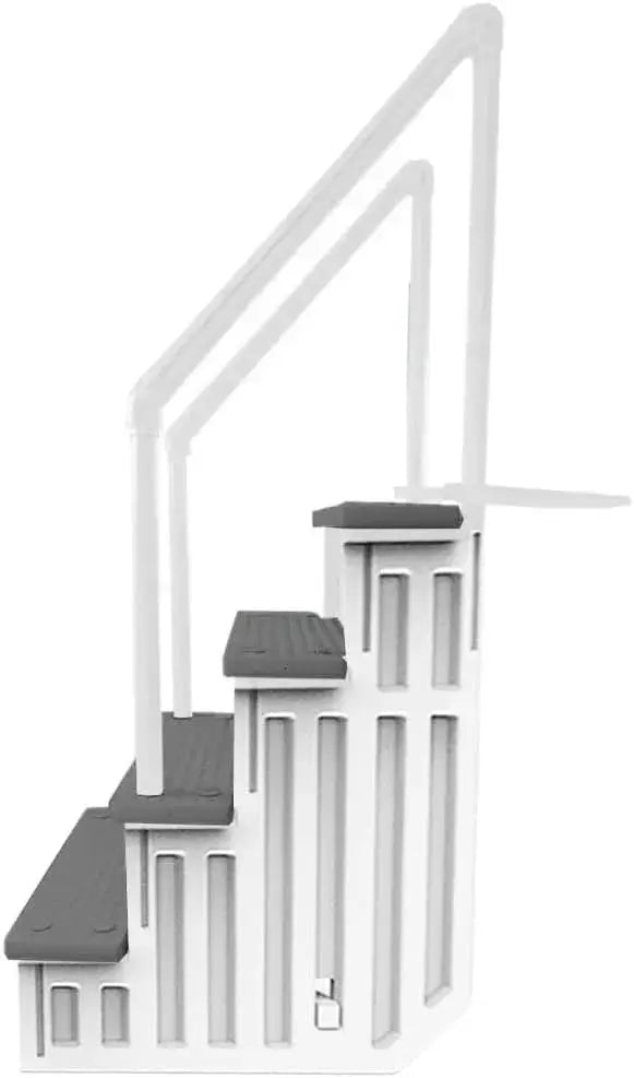 Non-Slip Pool Entry Steps, Grey Aluminum, 122-137 cm Installation Height, 136 kg Max Load
