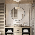 Round Bathroom Vanity Mirror, 24x24 / 36x36, Black, Brushed Gold or Silver