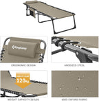 Adjustable 4-Position Folding Chaise Lounge Chair With Pillow Pocket - Supports 265 lbs