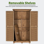 MCombo Tall Garden Wood Storage Shed, Brown - 1.52 x 2.85 ft