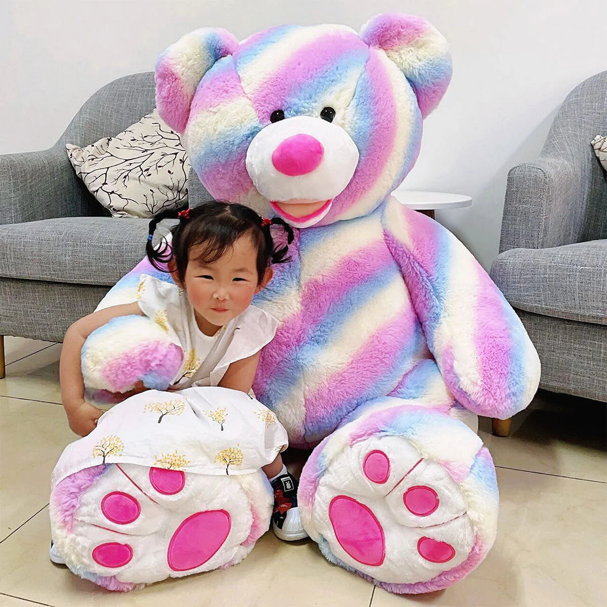 Hugfun Plush Rainbow Teddy Bear 53 Inch (1.3m)