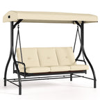 Arlopu 3-Person Outdoor Convertible Porch Swing Glider With Canopy