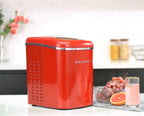 Galanz Portable Countertop Ice Maker, 26 lbs in 24 Hours, 9 Bullet Cubes in 9 Minutes, 2 Ice Sizes, 2.1 L, Retro Red