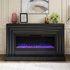 CosmoLiving by Cosmopolitan Electric Fireplace Mantel TV Stand, Black, 65 in, 42 in Insert - Rene