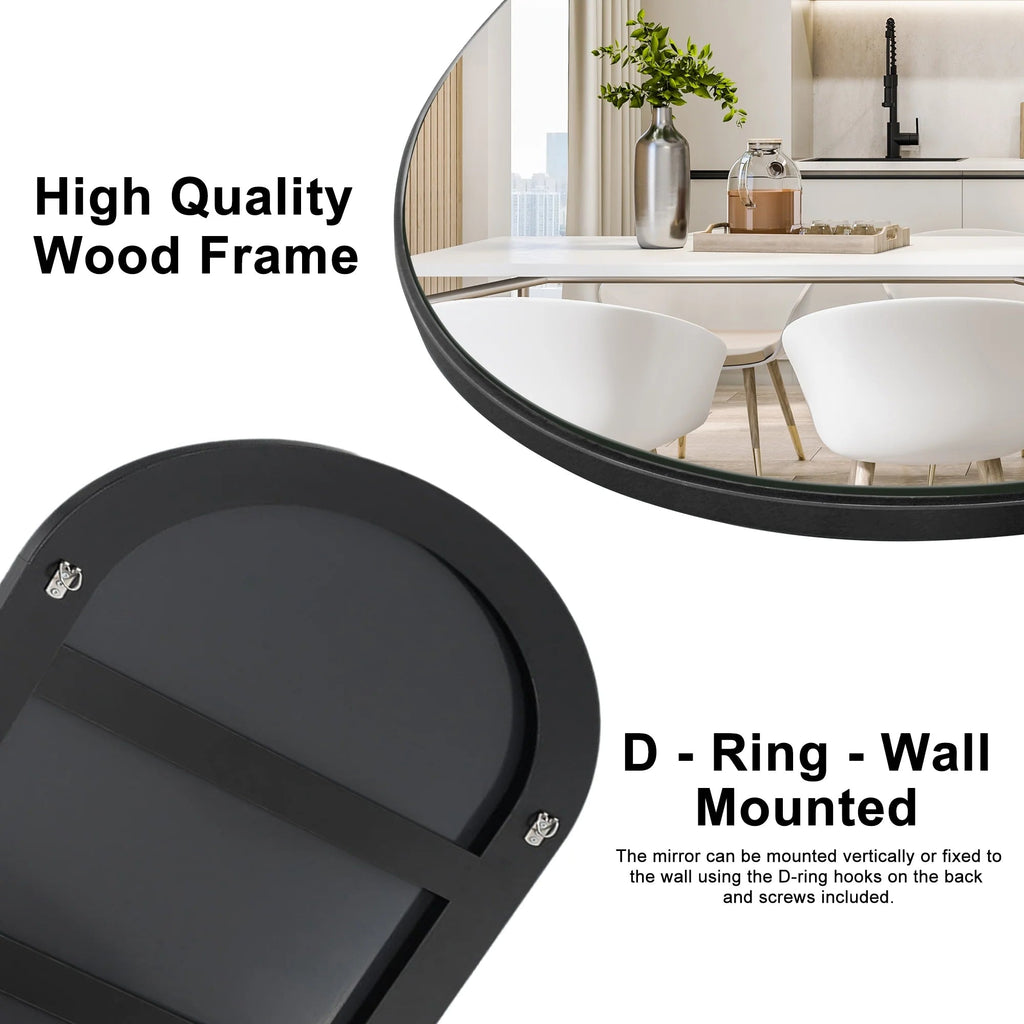 Arched Full-Length Wood Floor Mirror, Black Or Gold, 65x22/71x24/71x28/71x32