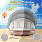 Costway Canopy Inflatable Pool Float Lounge, 71'' x 71'' x 63'' - White Brown Silver