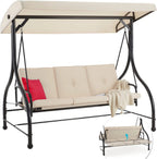 AECOJOY 3-Person Steel Canopy Porch Swing Glider Hammock