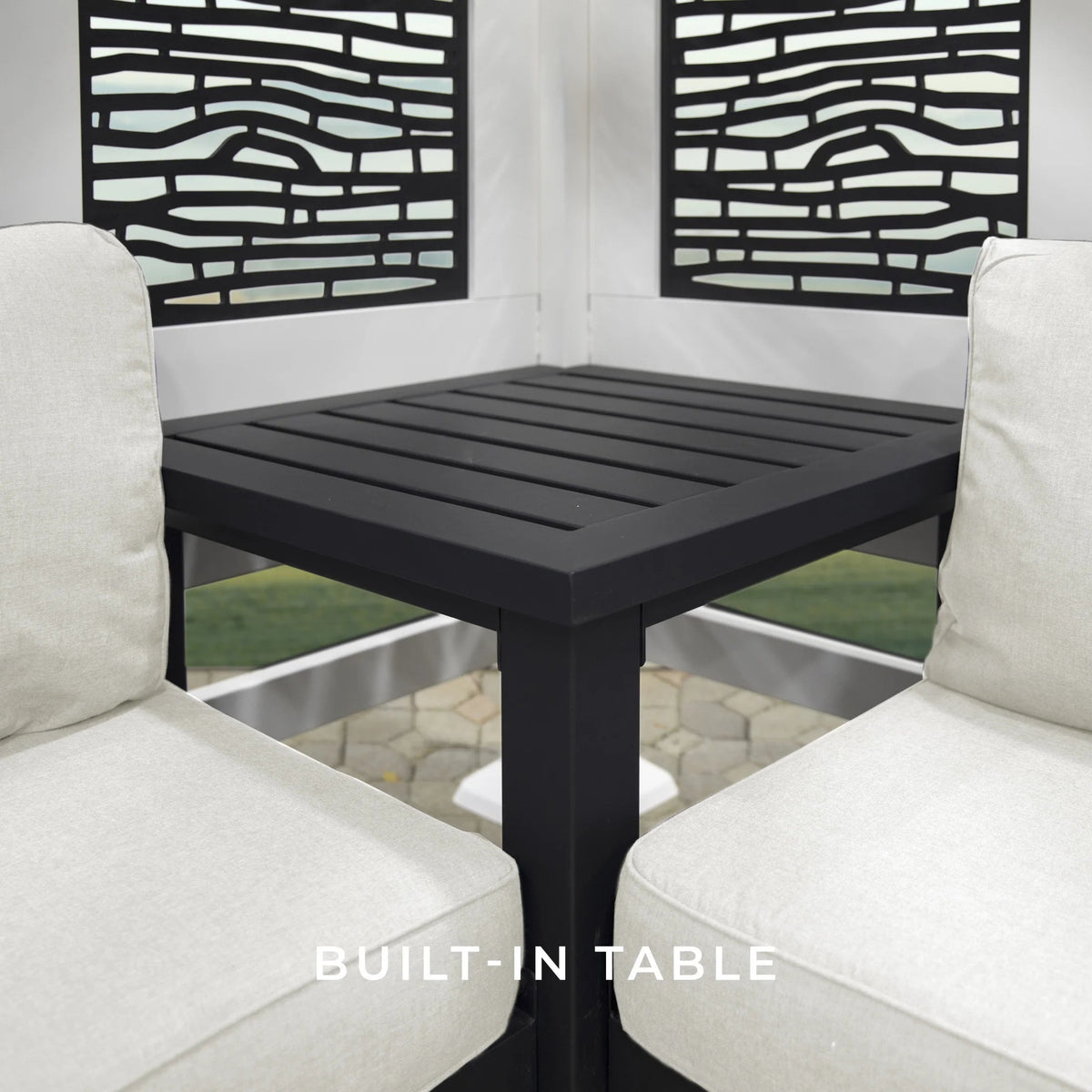 Backyard Discovery Galvanized Steel Corner Pergola With Seating, White, 12x8' - Ridgedale