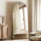 Arched Full-Length Wood Floor Mirror, Black Or Gold, 65x22/71x24/71x28/71x32
