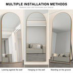 Arched Full-Length Wood Floor Mirror, Black Or Gold, 65x22/71x24/71x28/71x32