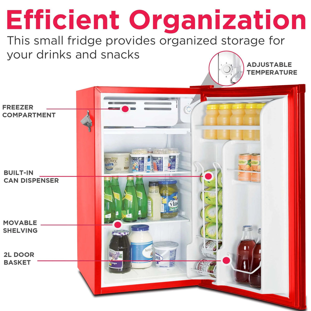 Frigidaire Retro Bar Fridge, 3.2 Cu. Ft., Pink, 65-Watt - EFR376-C-PINK