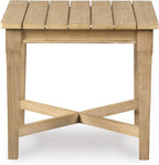 Signature Design by Ashley Clare View Outdoor Patio Eucalyptus Sofa With Cushions, Beige