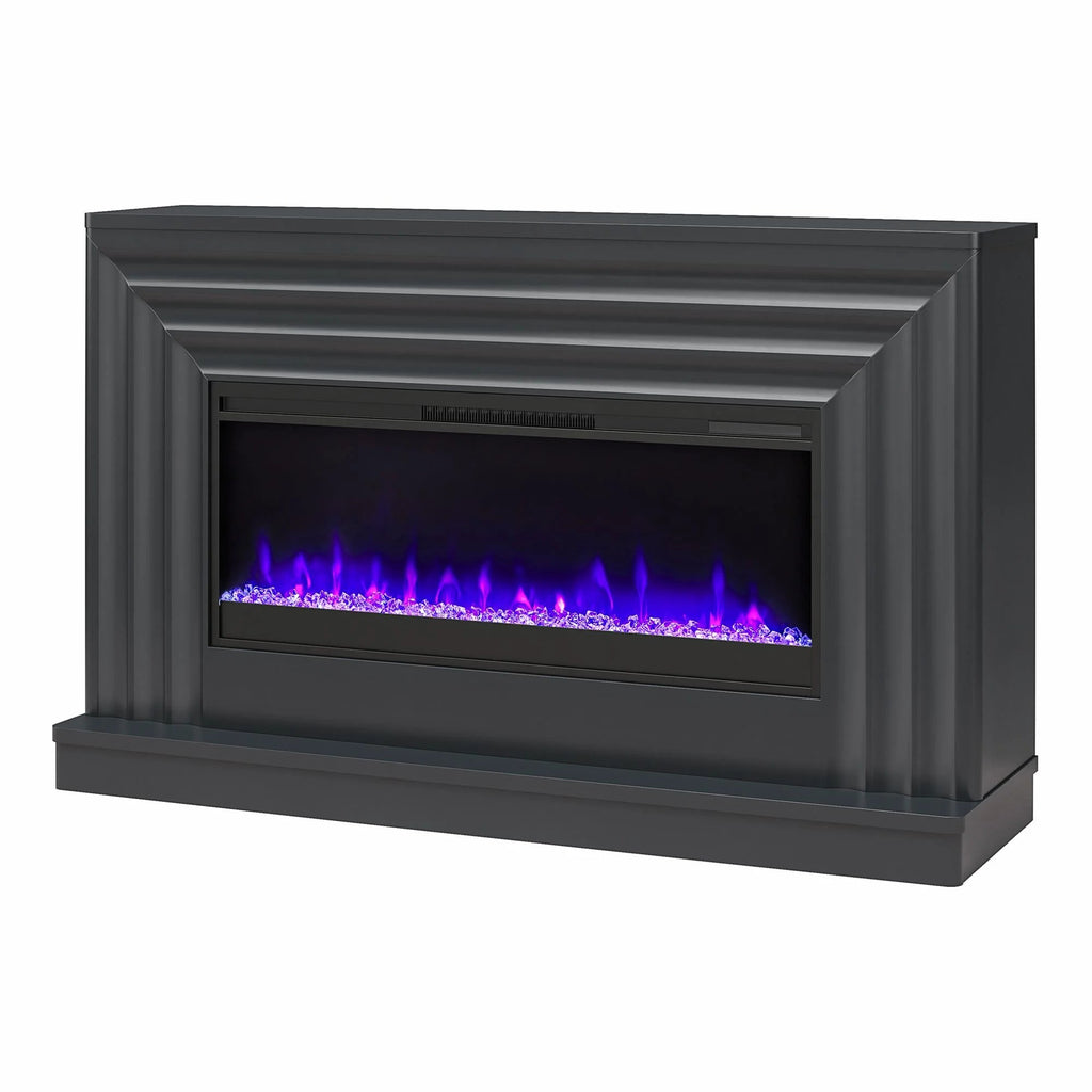 CosmoLiving by Cosmopolitan Electric Fireplace Mantel TV Stand, Black, 65 in, 42 in Insert - Rene