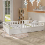Montessori Children's Floor Bed With Support Slat, Twin / Full, Pine And Plywood