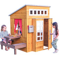 KidKraft Modern Outdoor Wooden Playhouse With Picnic Table, Mailbox And Outdoor Grill - Ages 3+