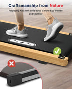 Ecotronic Indoor Electric Walking Pad With Natural Wood Finish, 2.25HP Motor, LED Display, Remote Control And Incline
