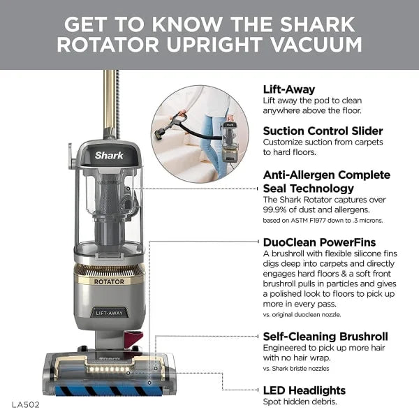 Shark Rotator Lift-Away ADV DuoClean Engage Upright Vacuum With Self-Cleaning Brushroll - LA502