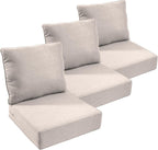 moosprr Outdoor Chair Cushion Set - 24x24, 6 Inch Thick, Beige, 3 Seat And 3 Back Cushions