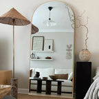 Arched Full-Length Wood Floor Mirror, Black Or Gold, 65x22/71x24/71x28/71x32